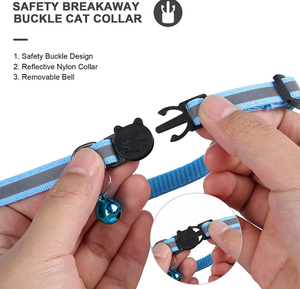 Collare <span class=keywords><strong>per</strong></span> <span class=keywords><strong>Gatti</strong></span> Personalizzato OEM in Morbido Nylon <span class=keywords><strong>con</strong></span> Striscia Riflettente, Supporto <span class=keywords><strong>per</strong></span> Airtag, Campanello e Fibbia di Sicurezza Regolabile - Product Image 6