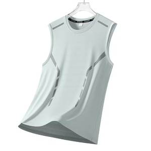 Chaleco Casual sin Mangas para Hombre, Cuello Redondo, Color Sólido, Delgado, Transpirable, de Secado Rápido, Deportivo, con Hombros Anchos, Hecho de Seda Tejida - Product Image 2