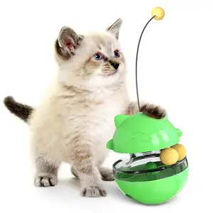 Produsen grosir mainan hewan peliharaan Tumbler pengumpan bocor bola makanan Puzzle interaktif mainan kucing tongkat penggoda