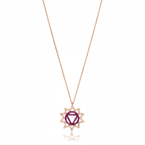 Forma geométrica rubí circón piedra encanto collar turco hecho a mano venta al por mayor 925 joyería de plata esterlina - Product Image 2
