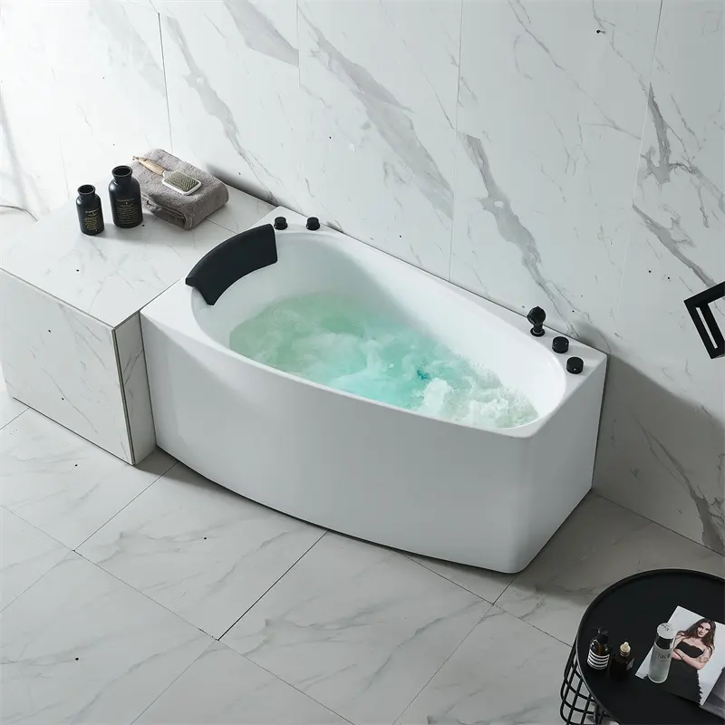 Small Acrylic Freestanding Single Person Hot Spa Tub Indoor Corner Jetted Whirlpool Tub