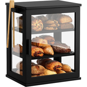 Boîte de rangement à double couche en bambou avec panneau acrylique pour comptoir de cuisine, pâtisseries, biscuits et aliments - Product Image 3