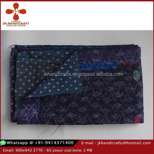 Gold Supplier Cotton Handmade Upholstery Indigo Kantha Fabric - Product Image 1