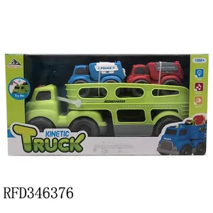 2 개의 소형 차, 빛 및 음악을 가진 만화 수송 차량 장난감 운반대 트럭 장난감을 미끄러지기