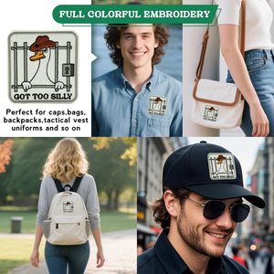 Patch brodé drôle en forme de canard cowboy avec fixation auto-agrippante pour sacs, sacs à dos, chapeaux, vestes 33939L X 33939W - Product Image 2