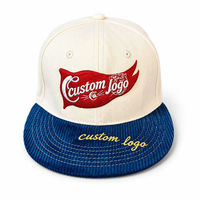 Topi Baseball Vintage Warna-Warni Model Herringbone Corduroy Flat Brim Snapback 6 Panel Polos untuk Merek Streetwear Retro