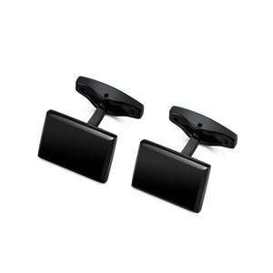 High End Jewelry <b>Blank</b> square Cufflinks Dainty Stainless Steel Black Cuff Links Gift for Men - Product Image 1