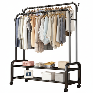 Classic Standing Heavy Duty Stainless Steel Movable Rust Resistant Three-Layer Clothes <b>Rack</b> for Bathroom Kitchen Living Room - Product Image 1
