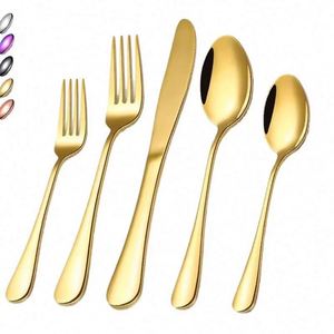 High Quality Stainless Steel Hotel Restaurant Luxury Gold Plated Modern Style <b>Mirror</b> Polish Flatware Set Knife Fork Spoon Tea - Product Image 1