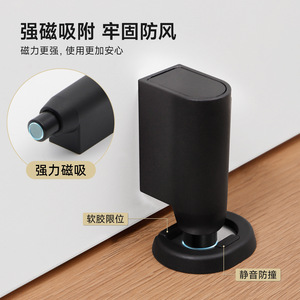 Door Stopper Floor Mount Magnetic Black White Plastic Minimalist Design Easy Installation For Indoor Bathrooms Toilets - Product Image 3