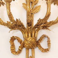Jewellerytop Applique murale de luxe pour couloir d'hôtel baroque européen en laiton antique, feuille d'or, 5 bougies, lampe murale