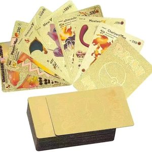 Cartes de <span class=keywords><strong>jeu</strong></span> Pokémon personnalisées avec un design Pikachu, feuille d'or, collection de jeux en anglais, cartes colorées avec un coffret de cartes - Product Image 5