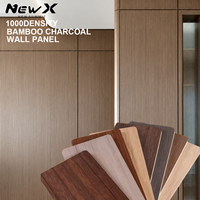 Panneau mural en PVC anti-flamme 1220x2440mm, panneau décoratif en bambou et charbon de bois pour la décoration murale intérieure