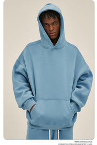 Prêt à expédier hiver coton lourd haute qualité sweats à capuche unisexe surdimensionné hommes coton polaire pull à capuche - Product Image 4