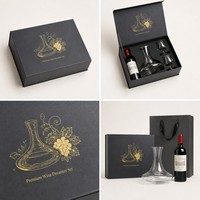 Coffret Cadeau Personnalisé pour Carafe à Vin – Boîte Rigide Charbon avec Carafe et Verres – Emballage Cadeau Tout-en-un