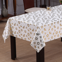 Nappe en PVC RNPT avec motif floral doré et support en tissu pour tables de salle à manger
