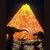 Dino Thème Parc Décoration Festival Chinois LED 3D Dinosaure Volcan Lanterne En Soie à vendre