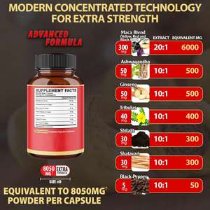 Capsules de racine de maca, extrait de maca, compléments alimentaires à base de plantes, 7 ingrédients naturels, amélioration de la circulation sanguine, capsules de maca pour l'énergie et l'endurance - Product Image 5