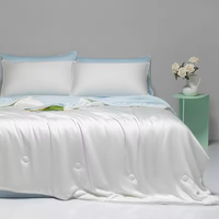 Parure de lit d'été en soie glacée lavée, sensation fraîche, quatre pièces, lavable en machine, pour lit simple et fin