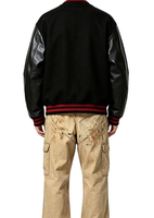 Veste universitaire américaine personnalisée, manches en cuir PU, mélange de laine matelassé, broderie de patchs en chenille, streetwear, veste de baseball