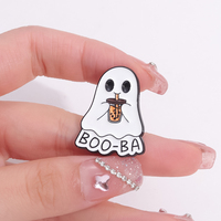 Kartun lucu hantu Enamel Pin Halloween bros kerah lencana hadiah perhiasan untuk teman anak-anak grosir