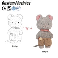 Peluche de souris grise mignonne personnalisée, 25 cm, douce, agréable au toucher, peluche en tissu moelleux, certifiée EN71 CE, peluches kawaii pour cadeau