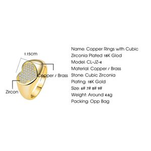 แหวนทอง 18K ชุบทองแดง ประดับเพชรคิวบิกเซอร์โคเนีย ดีไซน์รูปหัวใจขนาดใหญ่ แฟชั่นทันสมัยสำหรับผู้หญิง - Product Image 2