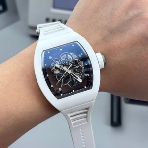 Montre mécanique automatique pour homme, de luxe décontractée haut de gamme, en céramique blanche, squelette, étanche, de haute qualité, de style sportif - Product Image 3