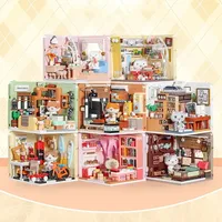 inbrixx 885001-885008 MOC City Street View Creative House Puzzle Décoration de bureau Briques mignonnes Cadeau d'anniversaire Ensembles de blocs de construction