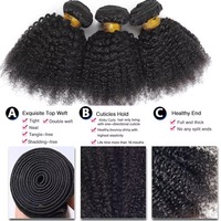 Extensions de Cheveux Humains Brésiliens Naturels Afro Crépus Bouclés pour Femmes