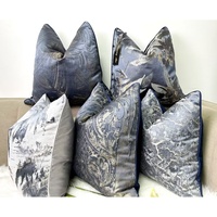 Housse de coussin décorative de luxe personnalisable en jacquard argenté, or et noir pour canapé de maison