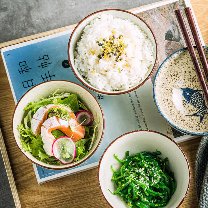 4.5 Inch Ceramic Household Rice Bowl Japanese Retro Restaurant Home Tableware Eating Soup Bowl Matcha Dessert Bowls