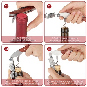 Sacacorchos con mango de madera de nuevo diseño, Abrebotellas de Metal con impresión de logotipo personalizado con abrebotellas de cerveza - Product Image 3