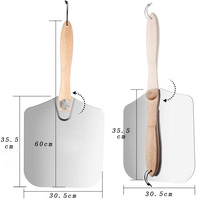 RUNWIN Spatule à pizza en aluminium pour four avec manche en bois pliable