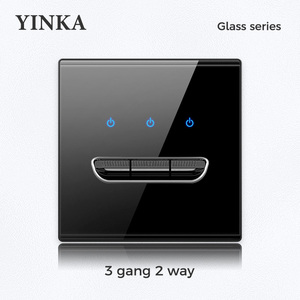 YINKA Công Tắc Điện 1Gang 2 Chiều Bảng Màu Đen Công Tắc Đèn Điện Tiêu Chuẩn EU 220V-250V - Product Image 3
