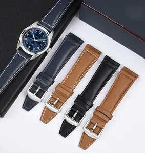 Oem/Odm Yunse Nieuwe Stijl Premium Vintage Quick Release Echt Lederen Horlogeband Gewatteerde Koeienhuid Horlogeband 21/22Mm