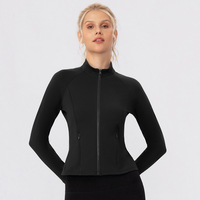 Veste de yoga pour femme doublée polaire, entièrement zippée, col montant, coupe ajustée, thermique, pour la course, la gym et l'entraînement, automne-hiver, personnalisable