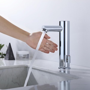 Lavabo de baño de montaje en cubierta de latón cromado, mezcladores automáticos de agua fría y caliente, grifo con sensor con regulación de temperatura - Product Image 2