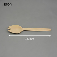 Cuillères-fourchettes jetables en bois de bouleau naturel compostable de 105 mm pour dégustation, pâtisserie et dessert – Vente en gros durable