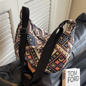 حقيبة متقاطعة مع الجسم ذات سعة كبيرة للنساء على الطراز الكوري حقيبة زلابية محمولة على الطراز العرقي شعبية Ins - Product Image 4