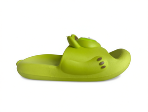 Ciabatte verdi con stampa animalier da donna, taglie 24-35, antiscivolo, estive, tomaia in PVC, fodera in peluche, intersuola in EVA, suola in plastica. - Product Image 1