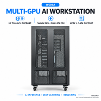 WS06A Multi GPU AI Workstation Tower Server Chassis untuk RTX 4090 5090 EATX Dual ATX PSU 360mm GPU