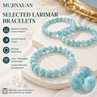 Bracelet en perles rondes de Larimar polies, bijoux en pierres précieuses bleues pour femmes, cadeau, emballage personnalisé OEM