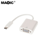 Adaptor USB C ke VGA OEM, Konverter Tipe C ke VGA Kompatibel dengan Mac-Book Pro 2018/2017