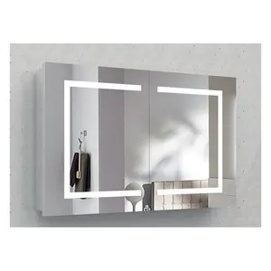 washroom anti fog aluminum bathroom wall standing cabinets led mirror console cabinet medicine waterproof