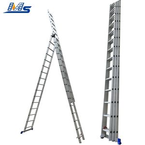 Escalera Extensible Combinada Plegable de Aluminio de 3 Secciones, 3x6, 3x7, 3x8, 3x9, 3x10, 3x11, 3x12, 3x13, 3x14, 3x15, 3x16 Peldaños - Product Image 1