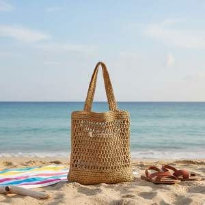 Hot Selling Modern Handwoven Straw Tote <b>Bag</b>, <b>Buckle</b> Handle Design, Natural Fiber Handbag,Vietnam Wholesale Supplier - Product Image 1