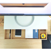 Support multifonctionnel en bambou solide pour ordinateur portable, support de moniteur à deux niveaux avec accessoires de rangement réglables pour bureau d'ordinateur