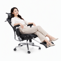 Chaise de bureau exécutive contemporaine en maille avec accoudoirs 6D en PU, profondeur d'assise réglable, support ergonomique inclinable articulé en aluminium