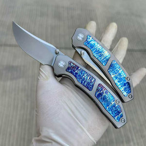 Cuchillo de Caza Plegable HongRui para Exteriores, Cuchillo de Bolsillo EDC con Hoja de Acero Sueco 14C28N y Mango de Aleación de Titanio para <span class=keywords><strong>Camping</strong></span> - Product Image 5